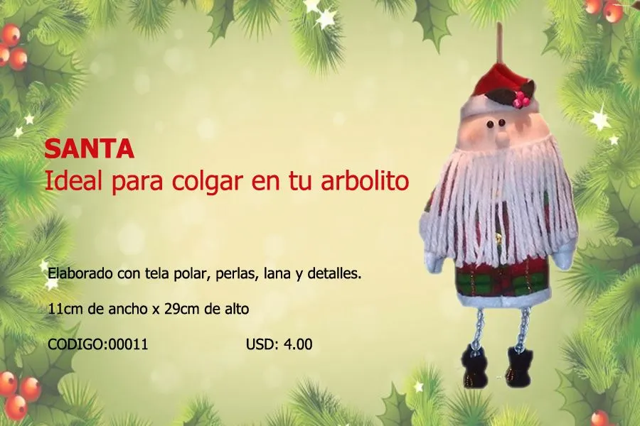 Santa, ideal para colgar en tu arbolito.