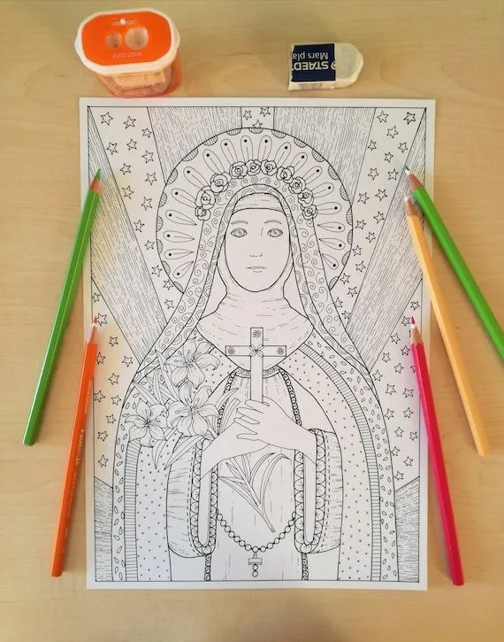 Santa Rosa de Lima. Página para colorear para adultos. Arte - Etsy México Santa Rosa de Lima. Página para colorear para adultos. Arte - Etsy México