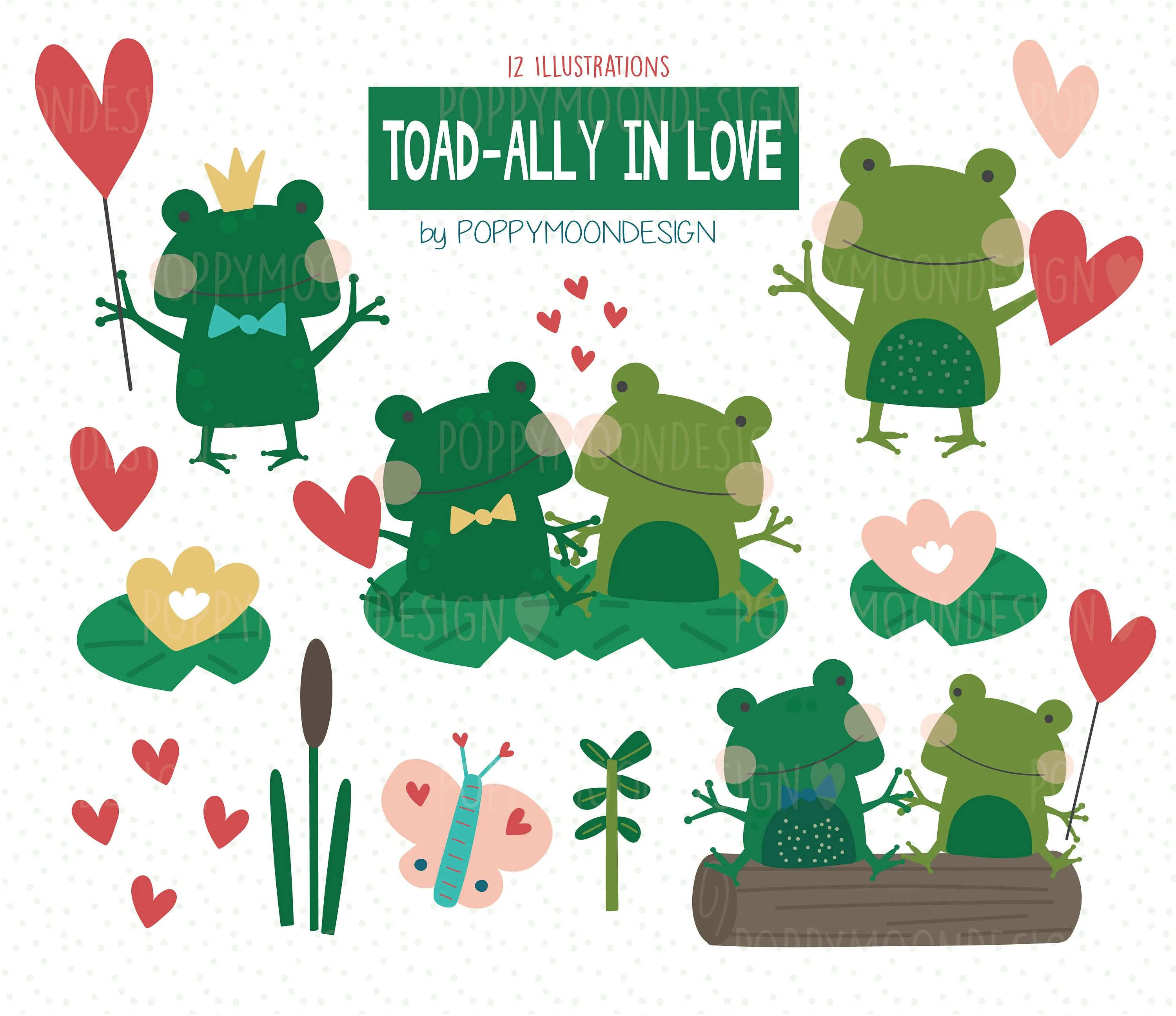 Sapo-aliado en el amor rana sapos amor clipart digital - Etsy México