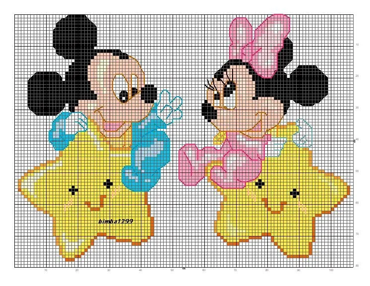 Schema punto croce Minnie Topolino