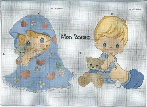 Schemi punto croce: Ballerine, Bambini e Bavaglini Schemi punto croce: Ballerine, Bambini e Bavaglini