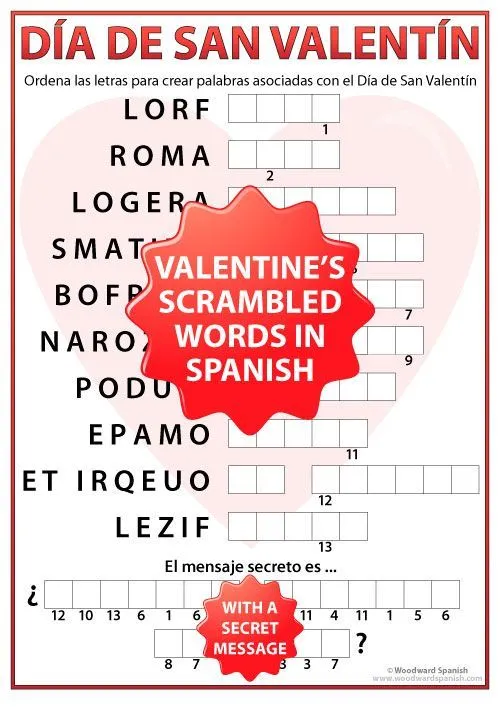 Scrambled Words Activity containing Vocabulary about Valentine's ...