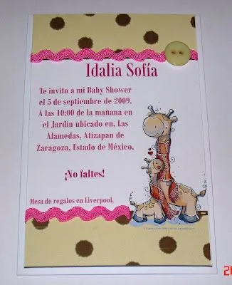 Invitaciónes jirafa baby shower niña - Imagui