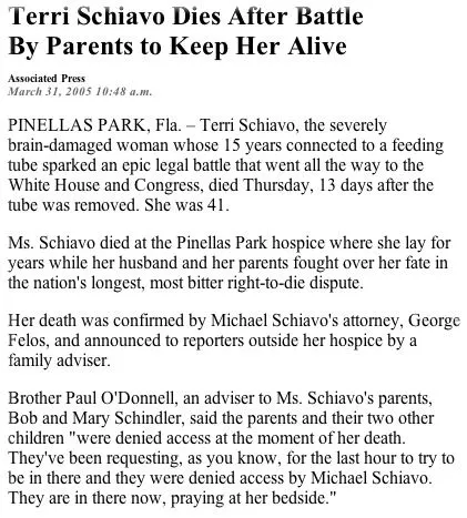 Scriptor.org: Terri Schiavo (3): descanse en paz Scriptor.org: Terri Schiavo (3): descanse en paz