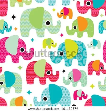 Seamless Retro Elephant Kids Illustration With Aztec Details ... Seamless Retro Elephant Kids Illustration With Aztec Details ...