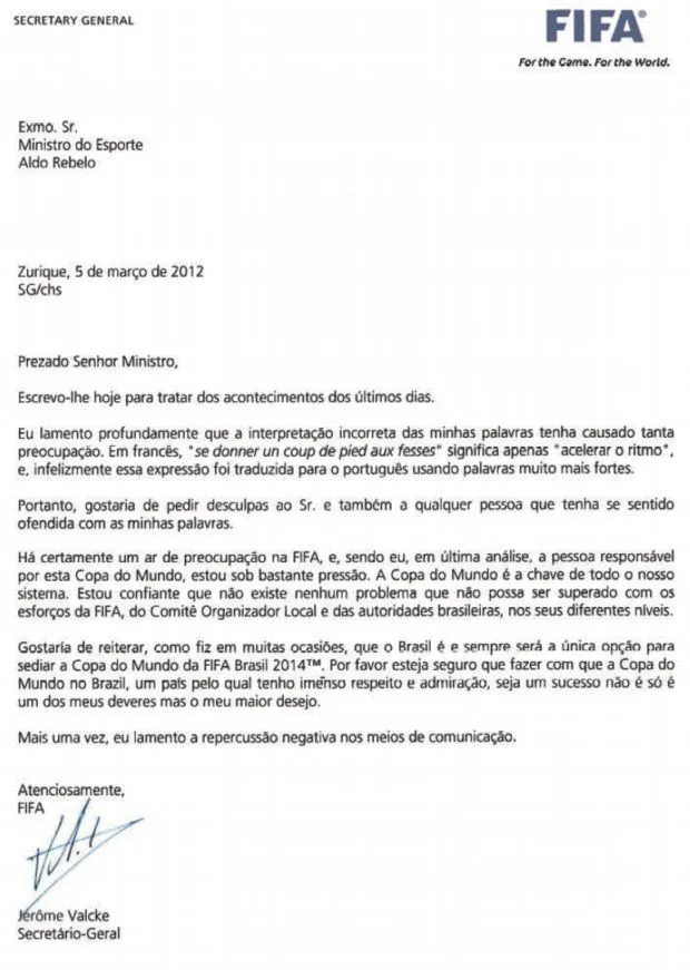 Secretário da Fifa pede desculpas e garante Copa do Mundo no ... Secretário da Fifa pede desculpas e garante Copa do Mundo no ...