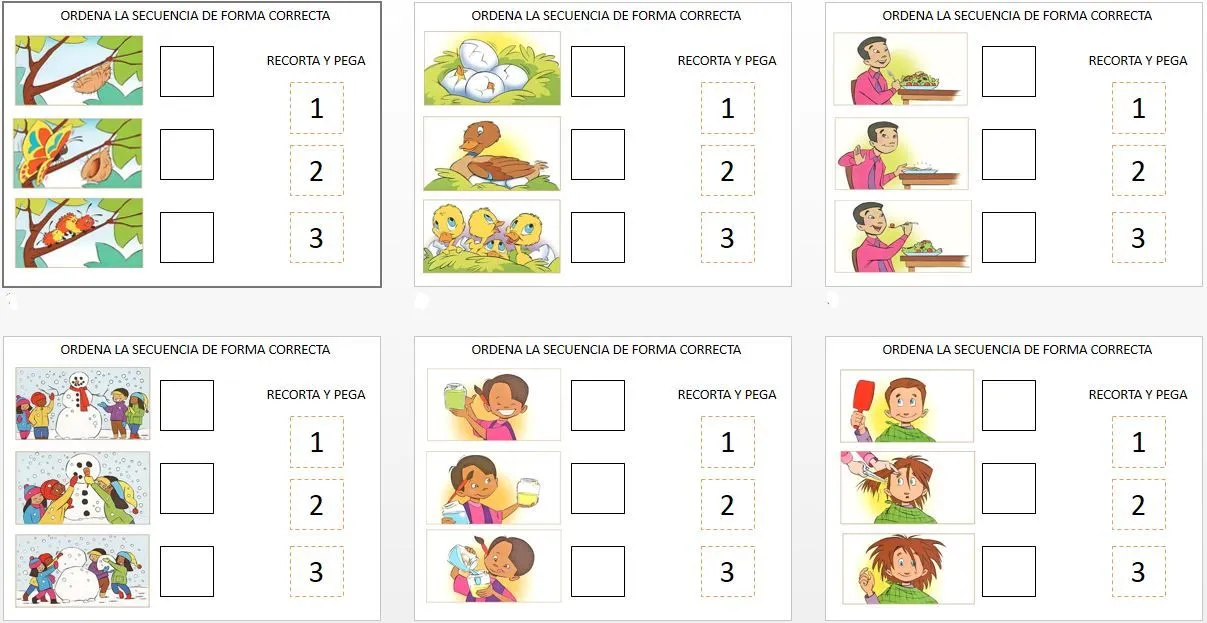 SECUENCIAS TEMPORALES ORDENAR DE FORMA CORRECTA SECUENCIAS TEMPORALES ORDENAR DE FORMA CORRECTA