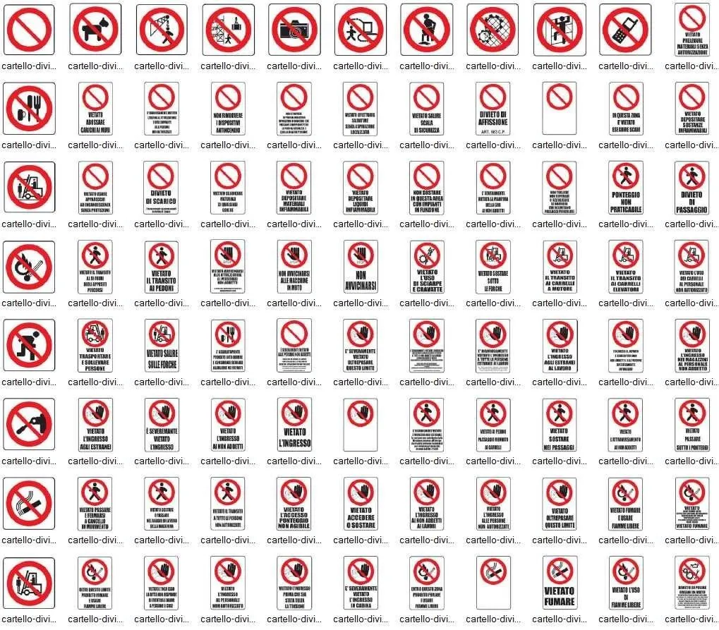segnaletica sicurezza divieto gratis da stampare