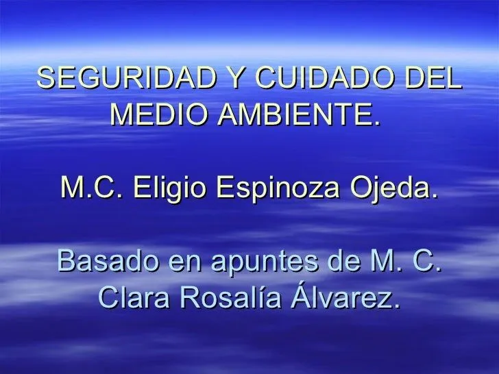 Seguridad y cuidado del medio ambiente