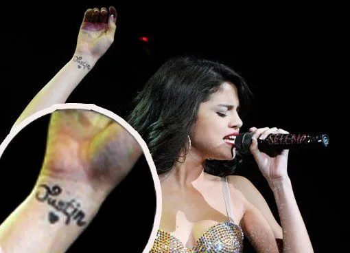 Selena Gomez Expresses Love with (fake) Justin Bieber Tattoo