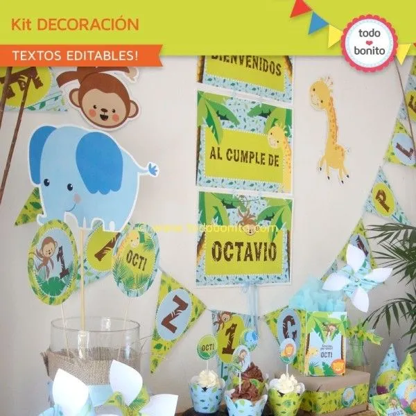 Selva: decoración de fiesta para imprimir - Todo Bonito