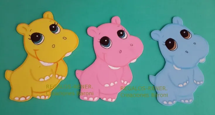 Selva: hipopotamos en goma eva. Foami animals | Wall Birthday ...