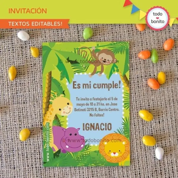 Selva: invitación para imprimir - Todo Bonito