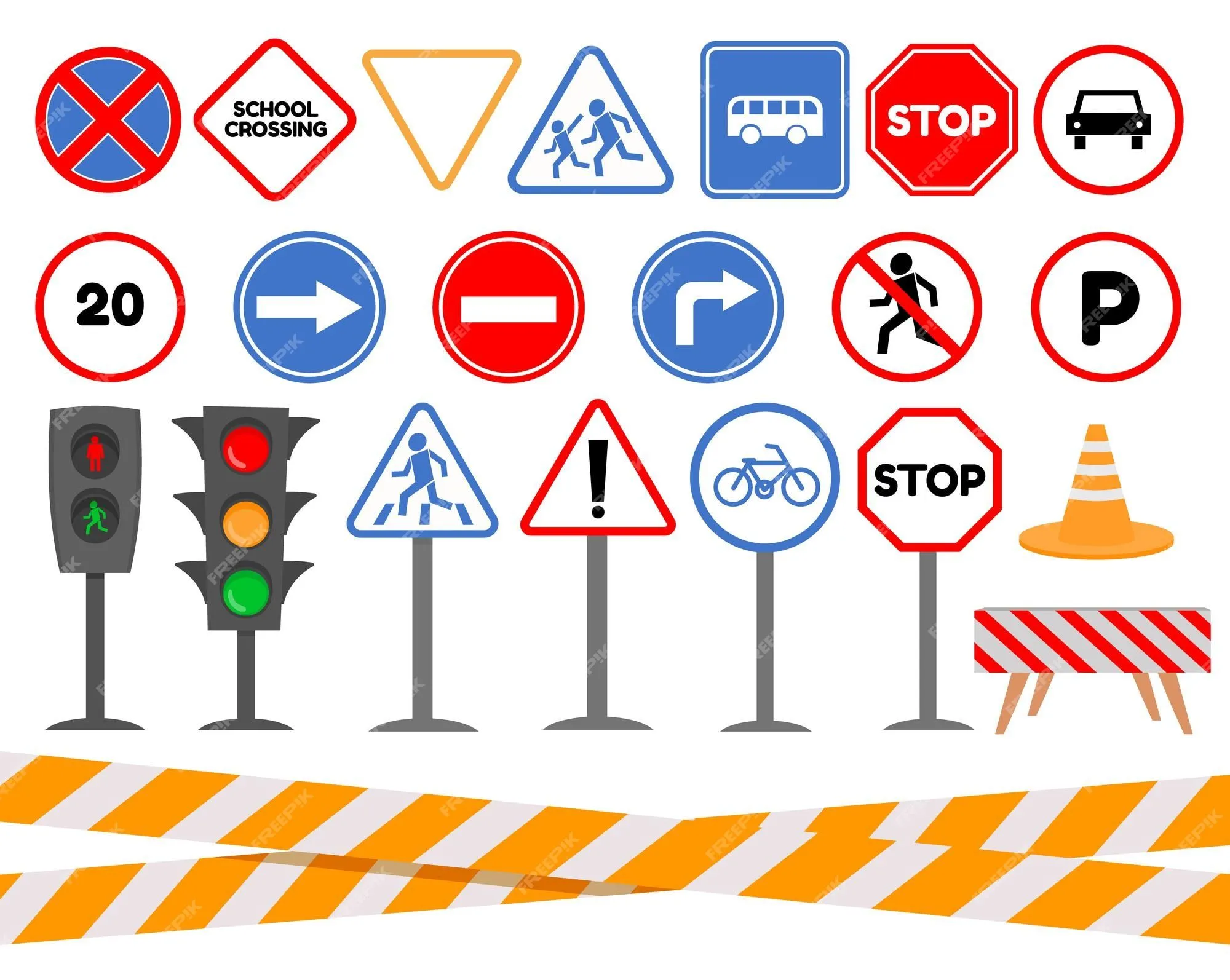 Semáforo de dibujos animados y señales de tráfico para la seguridad de los niños. señales de precaución y advertencia para automóviles y peatones. conjunto de vectores de elementos de reglas de tráfico | Semáforo de dibujos animados y señales de tráfico para la seguridad de los niños. señales de precaución y advertencia para automóviles y peatones. conjunto de vectores de elementos de reglas de tráfico |