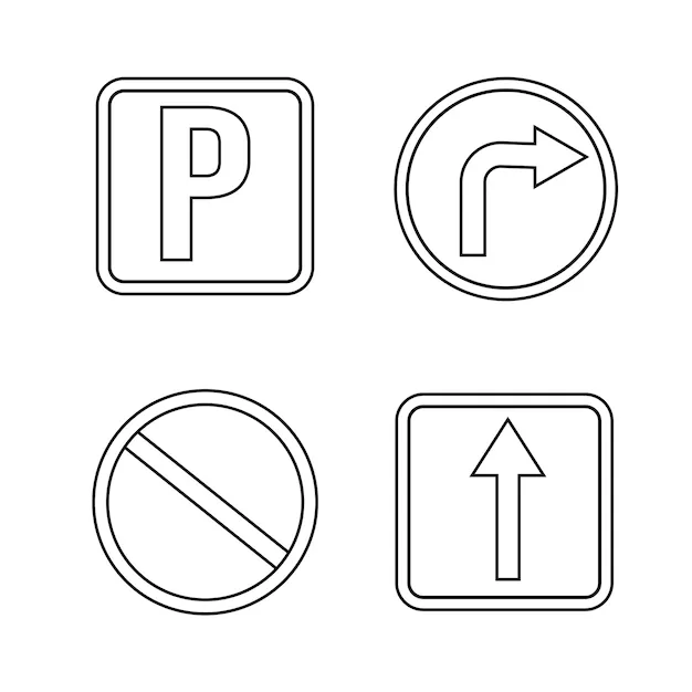 Señales de advertencia en estilo de línea ilustración vectorial | Vector Premium Señales de advertencia en estilo de línea ilustración vectorial | Vector Premium