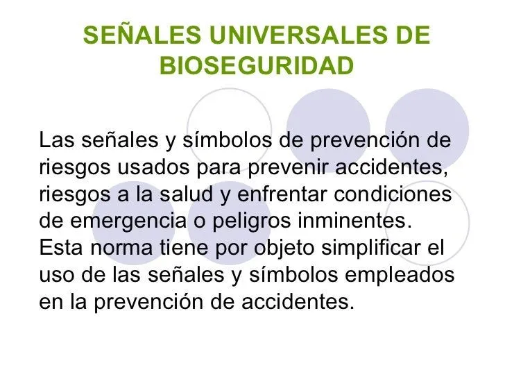 Señales universales de bioseguridad