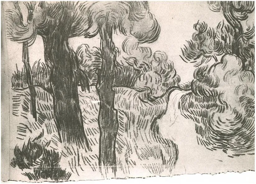 Sendero entre pinos de Vincent van Gogh | 1251 | Dibujos | Tiza negra