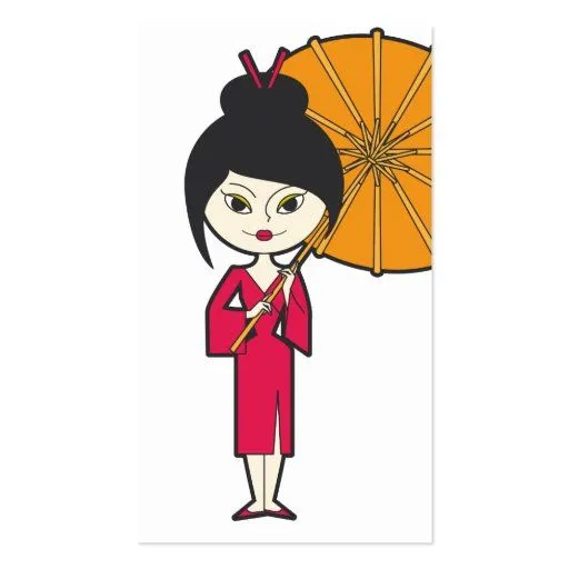Señora del geisha del dibujo animado tarjetas de visita | Zazzle