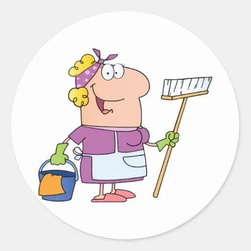 Señora de la limpieza del dibujo animado pegatina redonda | Zazzle Señora de la limpieza del dibujo animado pegatina redonda | Zazzle