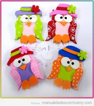 Señoras búho hechas con goma eva | Manualidades con Foamy | Fotos ... Señoras búho hechas con goma eva | Manualidades con Foamy | Fotos ...