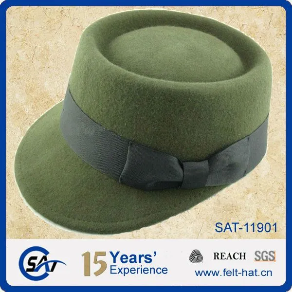 Las señoras de moda 100% gorro de lana de color verde de fieltro ... Las señoras de moda 100% gorro de lana de color verde de fieltro ...