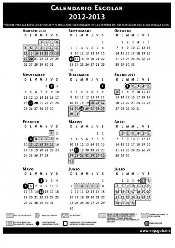 La SEP da a conocer el calendario escolar para el ciclo 2012-2013 ...