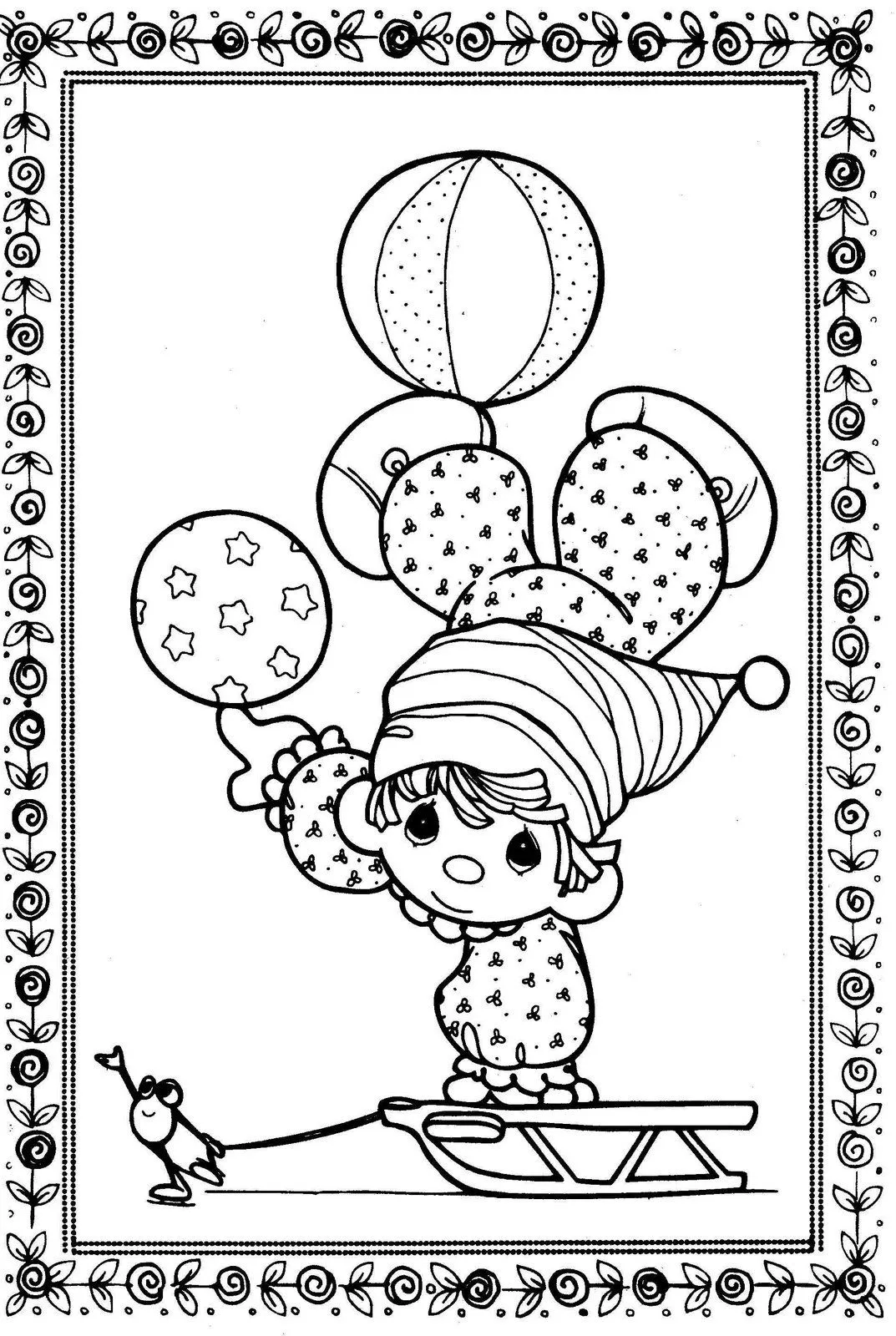 Dibujo de Payasito en trineo de Los Preciosos Momentos para colorear Dibujo de Payasito en trineo de Los Preciosos Momentos para colorear