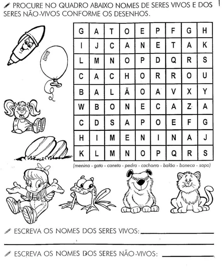 SERES VIVOS E NÃO VIVOS ATIVIDADES EXERCÍCIOS DESENHOS COLORIR ...