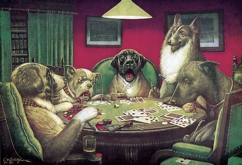 La serie completa de cuadros "Perros jugando a póker" y 13 ... La serie completa de cuadros "Perros jugando a póker" y 13 ...