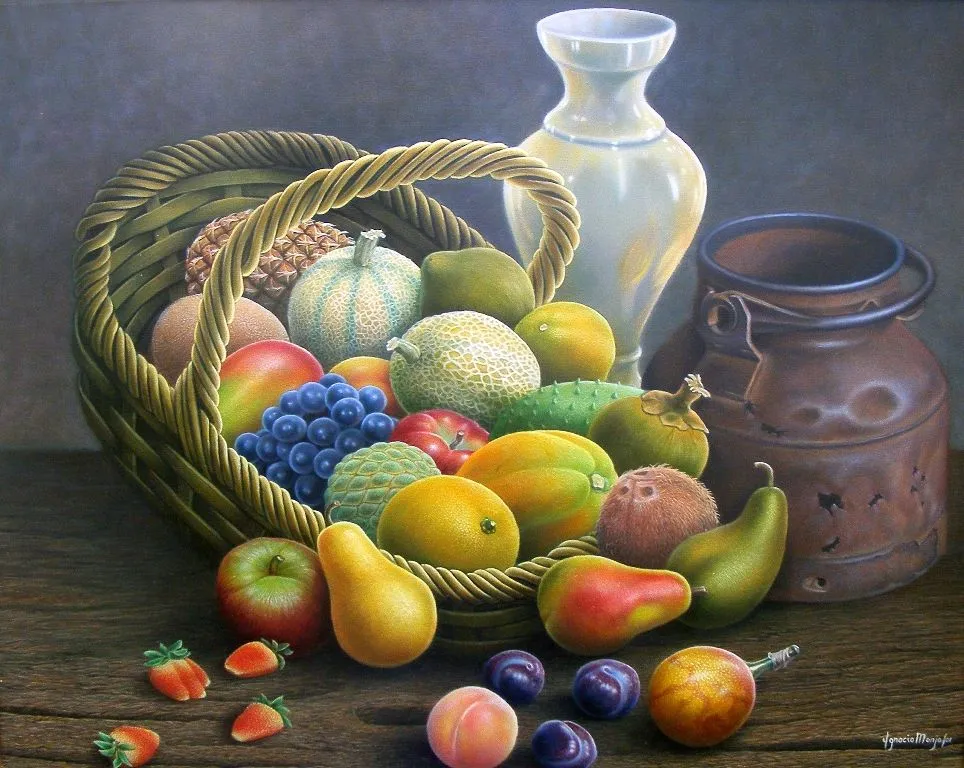 Serie de imágenes de Bodegones de frutas tropicales pintadas al oleo Serie de imágenes de Bodegones de frutas tropicales pintadas al oleo