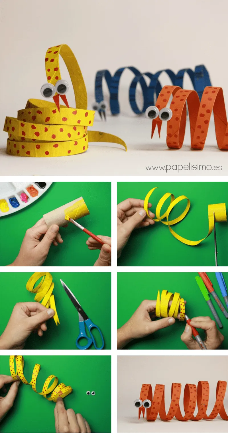 Serpiente: animales con rollos de papel higiénico | Papelisimo Serpiente: animales con rollos de papel higiénico | Papelisimo