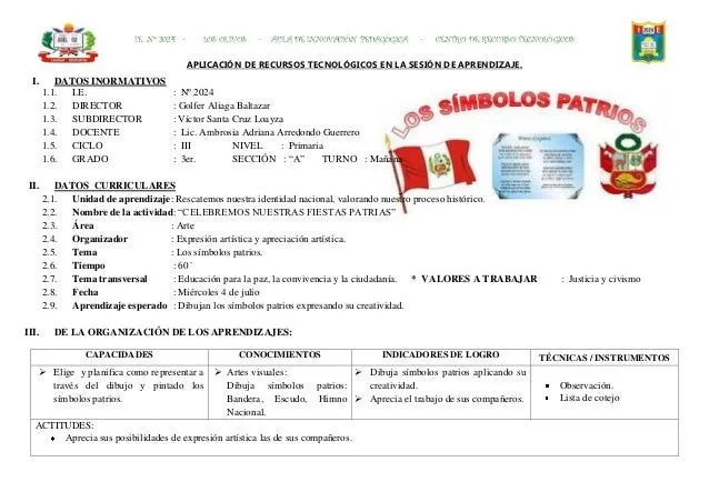 Sesion de aprendizaje pintar simbolos patrios Sesion de aprendizaje pintar simbolos patrios