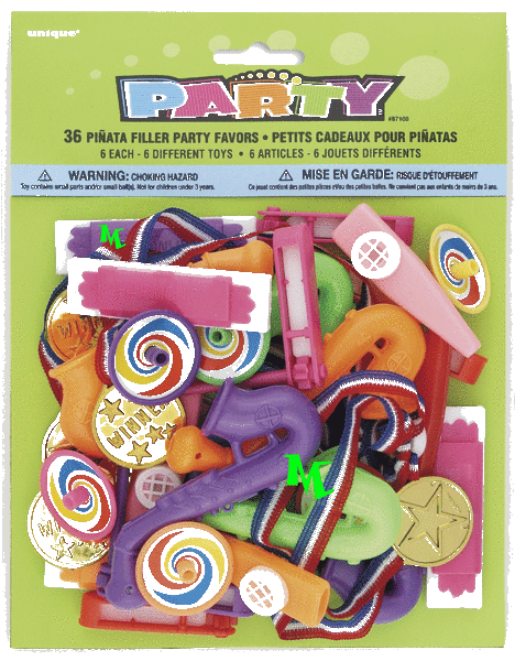 Set de 36 juguetes variados para piñata - MundoGlobo Set de 36 juguetes variados para piñata - MundoGlobo