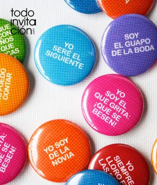 SET DE 50 CHAPAS DIVERTIDAS "FRASES DE BODA" (25 mm ...