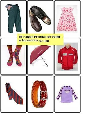 set de 56 naipes para reconocer y nominar prendas de vestir imagenes ...