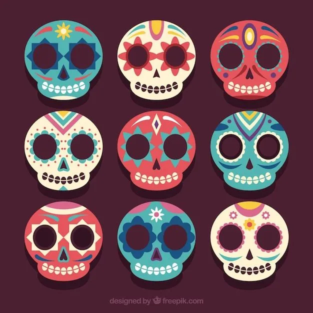 Set de bonitas calaveras mexicanas | Vector Gratis Set de bonitas calaveras mexicanas | Vector Gratis