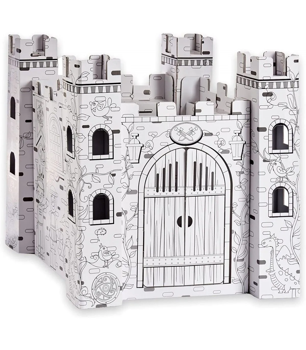 Set Colorear con 6 Rotuladores, Maqueta de Castillo, Cartón Resistente,  Facil de Montar (Castillo)