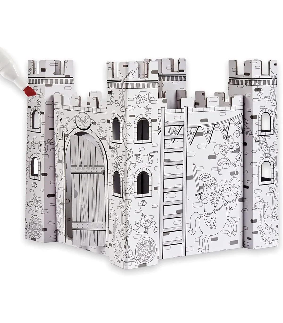 Set Colorear con 6 Rotuladores, Maqueta de Castillo, Cartón Resistente,  Facil de Montar (Castillo)