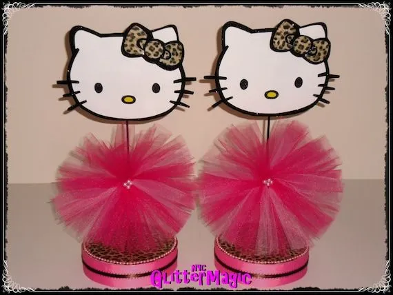 SET DE 2 Hello Kitty Leopardo Centros de Mesa por GlitterMagic23s SET DE 2 Hello Kitty Leopardo Centros de Mesa por GlitterMagic23s