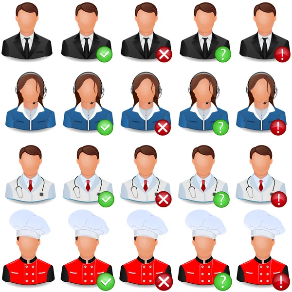 Set de iconos vectoriales de personas de diferentes oficios ...