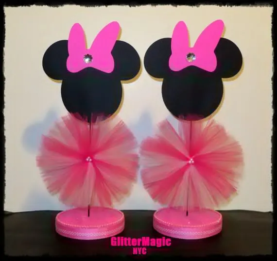 SET DE 2 Minnie Mouse Rosada Centros de Mesa por GlitterMagic23s SET DE 2 Minnie Mouse Rosada Centros de Mesa por GlitterMagic23s