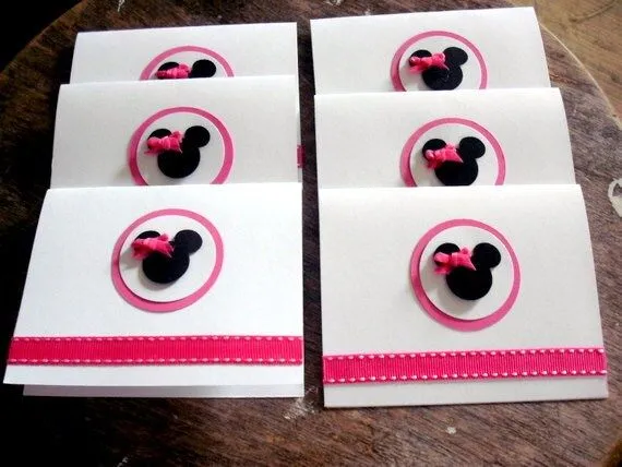 A set of 6pcs Hot Pink Minnie Mouse Birthday Thank by ArleenDesign