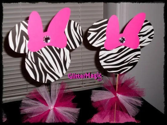 SET OF 2 - Minnie Mouse Zebra Centerpiece / Minnie Mouse Zebra ...