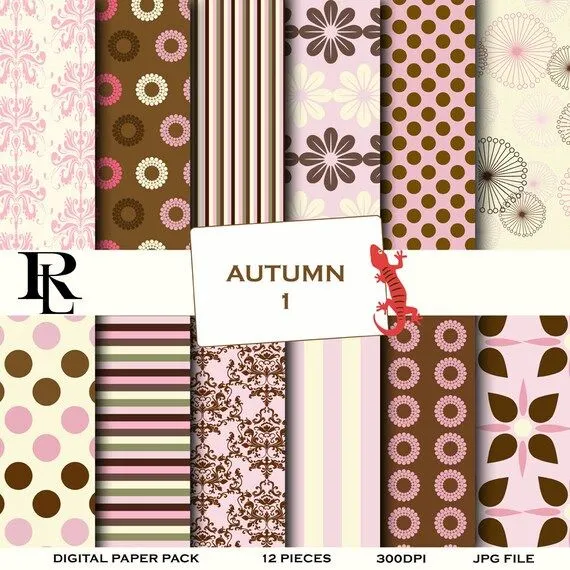 Set de papel digital rosa y marron papel digital por TheRedLizard Set de papel digital rosa y marron papel digital por TheRedLizard