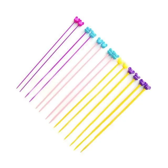 Set de 7 Pares de Agujas de Tejer para Niños con Apliques de 2- Set de 7 Pares de Agujas de Tejer para Niños con Apliques de 2-