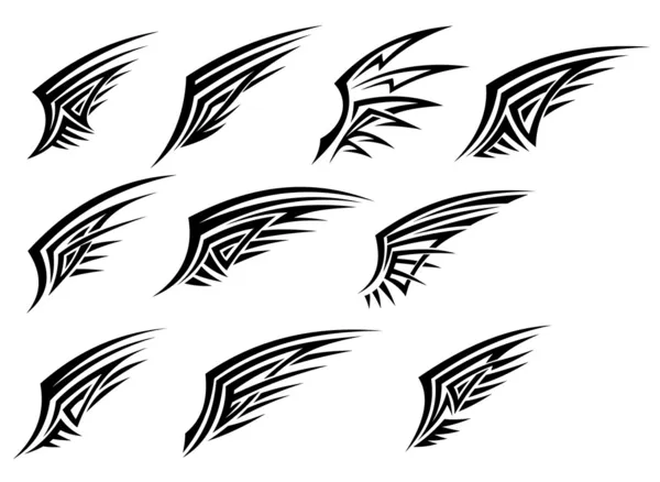 Set de tatuajes de alas tribales negros — Vector stock ... Set de tatuajes de alas tribales negros — Vector stock ...