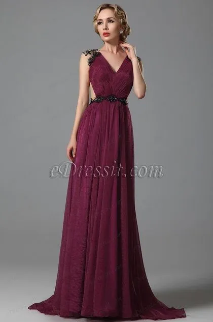 Sexual Vestido de Noche Largo Tinto Rojo Espalda Bordado (02152217) Sexual Vestido de Noche Largo Tinto Rojo Espalda Bordado (02152217)