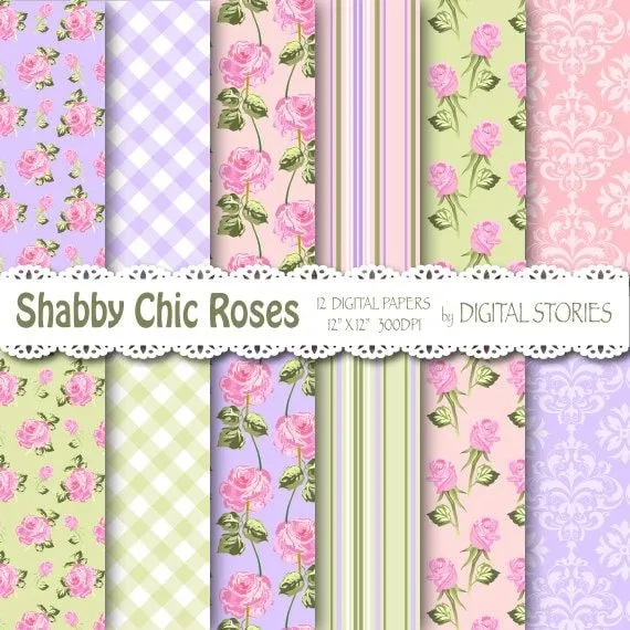 Shabby Chic papel Digital: Fondo Floral Lila por DigitalStories Shabby Chic papel Digital: Fondo Floral Lila por DigitalStories