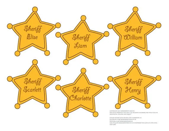 Sheriff Badges EDITABLE printable PDF for Cowboy or Toy Story ... Sheriff Badges EDITABLE printable PDF for Cowboy or Toy Story ...