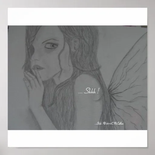 Shhh! Poster de hadas del dibujo de lápiz del a | Zazzle